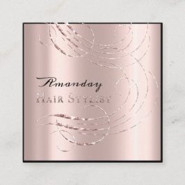 Haar Salon Salon Afspraakkaart Roze Roos Vierkante Visitekaartje