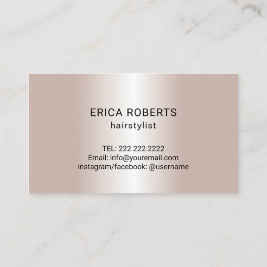Haar Salon Scissor & Flower Blush Roos Gold Visitekaartje (Achterkant)