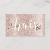 Haar Salon Scissor & Flower Blush Roos Gold Visitekaartje (Voorkant)