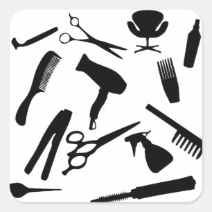 Haar Salon Tools   Vierkante Sticker