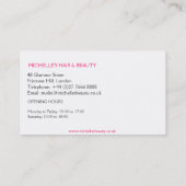 Haar & Schoonheidssalon, visitekaartje ontwerp (Achterkant)