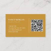 Haar Script Typografie Qr Code Mosterd Geel Visitekaartje (Achterkant)