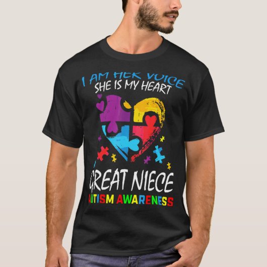 Haar stem Mijn hart Groot nicht Autisme Awareness T-shirt (Voorkant)