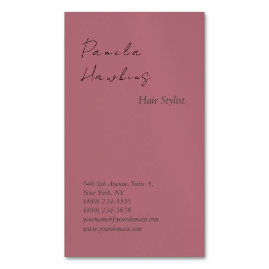 Haar stijlvolle professionele effen roos gouden kl magnetisch visitekaartje (Voorkant Verticaal)