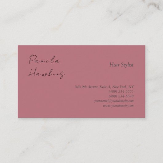 Haar stijlvolle professionele effen roos gouden kl visitekaartje (Voorkant)