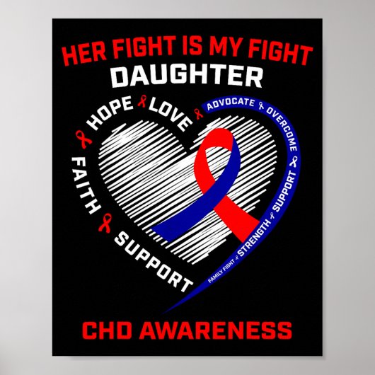 Haar Strijd Dochter CHD-Bewustzijn Hartziekte Gra Poster (Voorkant)