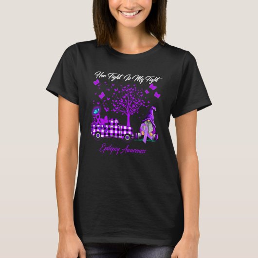 Haar strijd is mijn 'Epilepsy Bewustheid' T-shirt (Voorkant)