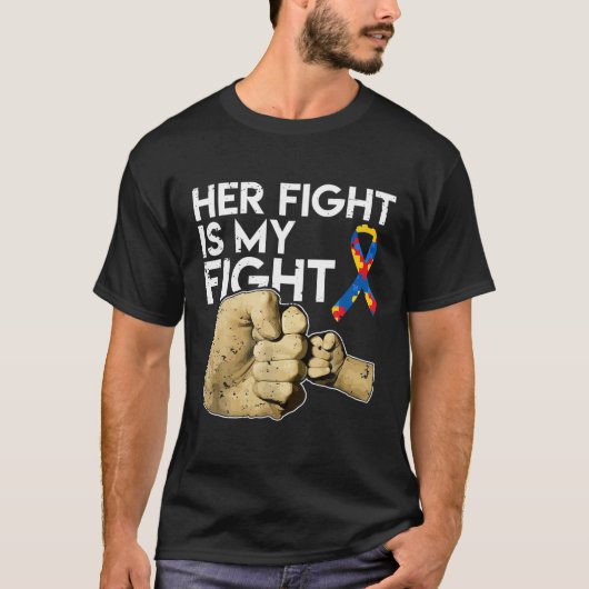 Haar strijd is mijn 'Fight Autism Awareness Daught T-shirt (Voorkant)