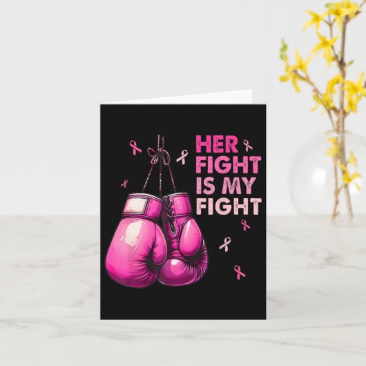 Haar strijd is mijn handschoenen borstkanker. kaart (Gele Bloem)