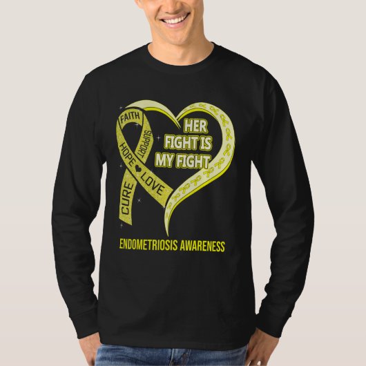 Haar strijd is mijn strijd Endometriose bewustzijn T-shirt (Voorkant)