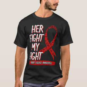 Haar strijd is mijn strijd hartziekte coronaire ar t-shirt