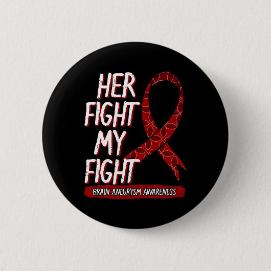 Haar strijd is mijn strijd Hersenenaneurysma Bewus Ronde Button 5,7 Cm (Voorkant)