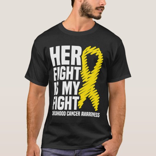 Haar strijd is mijn strijd lintje kinderkanker bew t-shirt (Voorkant)