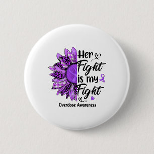 Haar strijd is mijn strijd Luipaard Zonnebloem Ove Ronde Button 5,7 Cm