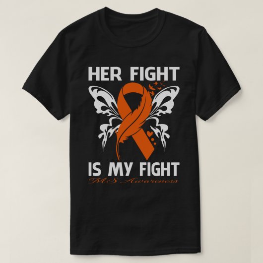 Haar strijd is mijn strijd MS-BEWUSTZIJN Vlinder T-shirt (Design voorkant)