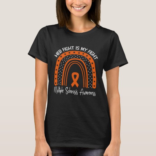 Haar strijd is mijn strijd Multiple Sclerose MS be T-shirt (Voorkant)