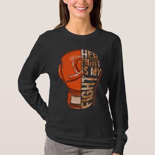 Haar strijd is mijn strijd Multiple Sclerose Oranj T-shirt (Voorkant)