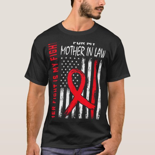 Haar strijd is mijn strijd schoondemoeder hartziek t-shirt (Voorkant)