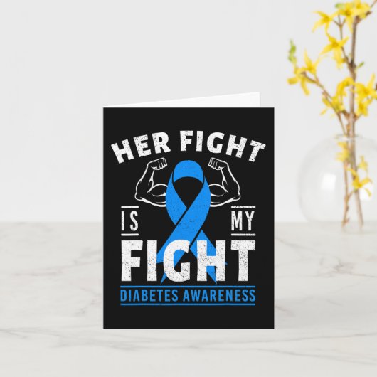 Haar strijd is mijn strijd tegen diabetes, T1D-typ Kaart (Gele Bloem)