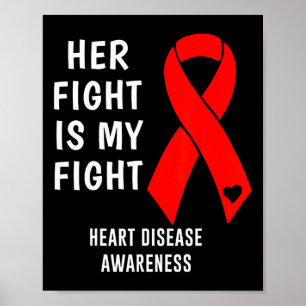Haar strijd is mijn strijd tegen hartziekte Rood Poster