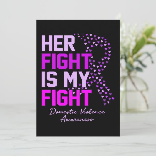 Haar strijd is mijn strijd tegen huiselijk geweld. kaart (Staand voorkant)