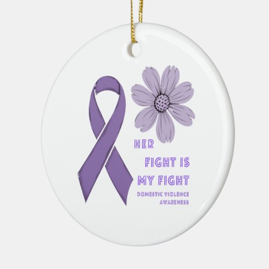 Haar strijd is mijn strijd tegen huiselijk geweld. keramisch ornament (Links)
