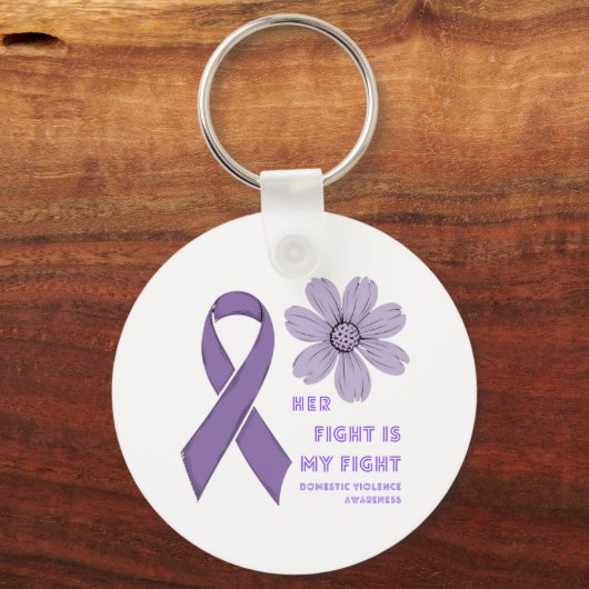 Haar strijd is mijn strijd tegen huiselijk geweld. sleutelhanger (Voorkant)
