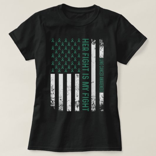 Haar strijd is mijn strijd tegen Ribbon Flag Lung T-shirt (Design voorkant)