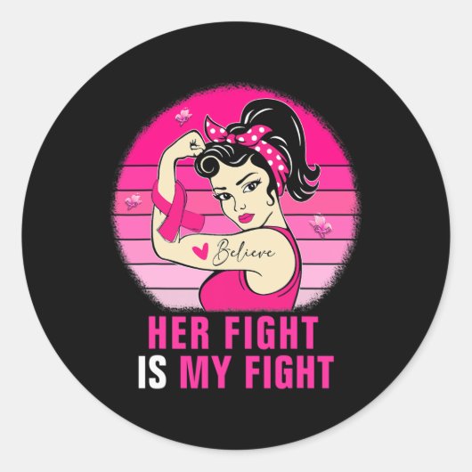 Haar strijd is mijn strijd tegen Rosie Riveter Bre Ronde Sticker (Voorkant)