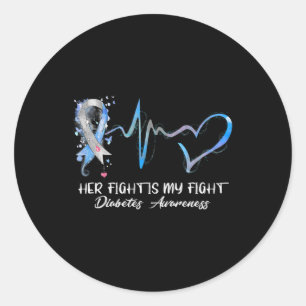 Haar strijd is mijn strijd van type 1 diabetes. ronde sticker