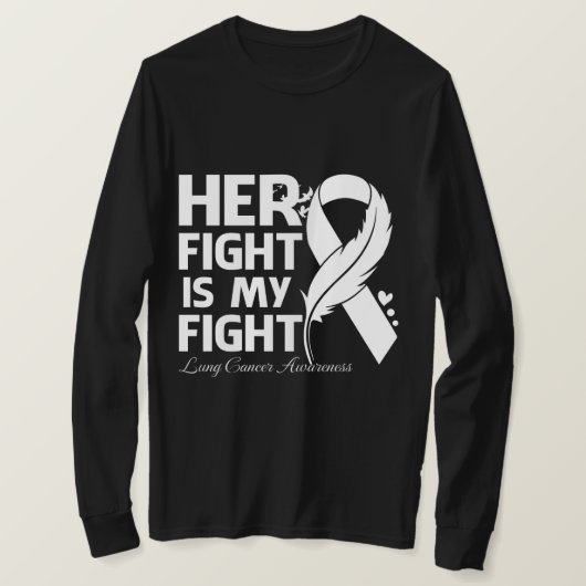Haar strijd is mijn strijd voor het LUNG CANCER AA T-shirt (Design voorkant)