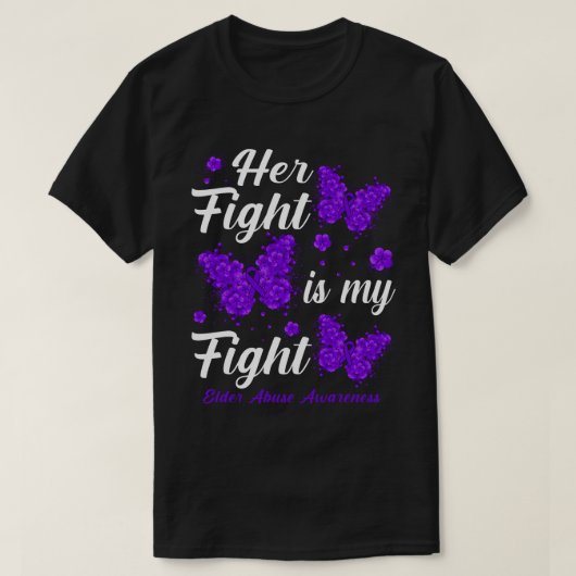 Haar strijd is mijn strijdOuderenmishandeling bewu T-shirt (Design voorkant)