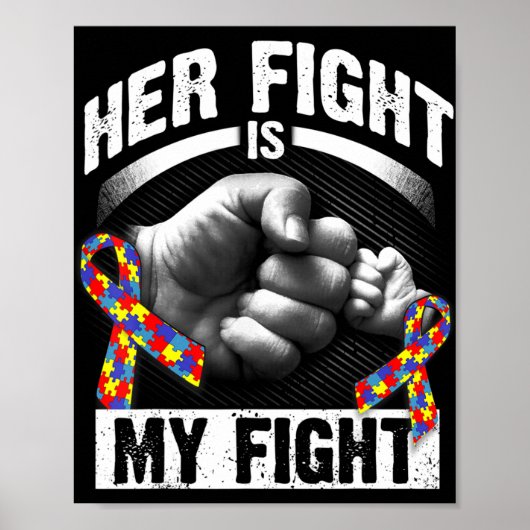 Haar strijd is mijn vechtend autisme bewustzijn en poster (Voorkant)