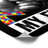 Haar strijd is mijn vechtend autisme bewustzijn en poster (Hoek)