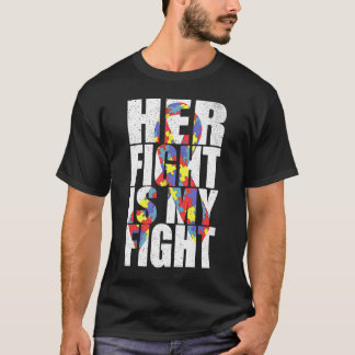 Haar strijd is mijn vechtend autisme Ribbon Ruzz. T-shirt