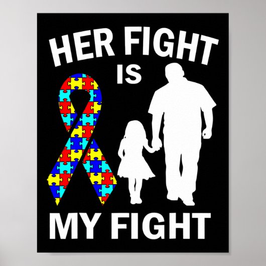 Haar strijd is mijn vechtster Autisme Bewustheid P Poster (Voorkant)