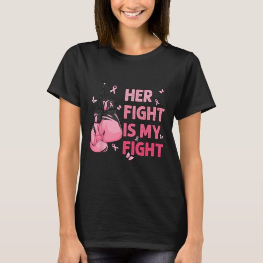 Haar strijd is mijn vechtstingstaak voor borstkank t-shirt (Voorkant)