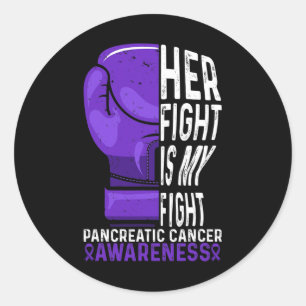 Haar strijd is mijn waarschuwing voor pancreaskank ronde sticker
