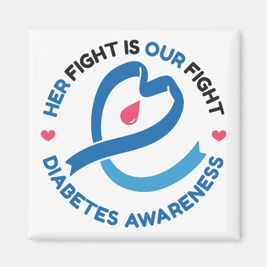 Haar Strijd Is Onze Strijd – Diabetes Bewustzijn Magneet (Voorkant)