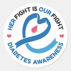 Haar Strijd Is Onze Strijd – Diabetes Bewustzijn Ronde Sticker