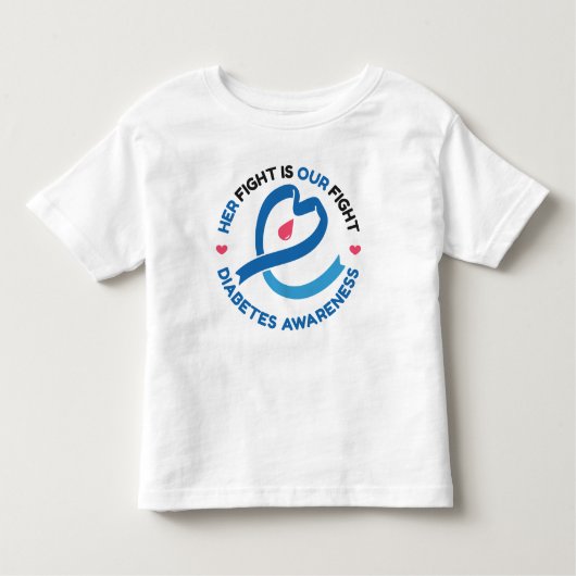 Haar strijd is onze strijd – Diabetesbewustzijn Kinder Shirts (Voorkant)