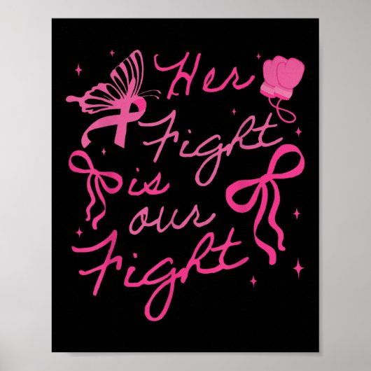 Haar strijd is onze strijd tegen borstkanker bewus poster (Voorkant)