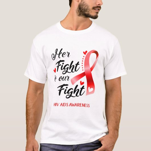 Haar strijd is onze strijd tegen hiv-aids-bewustwo t-shirt (Voorkant)