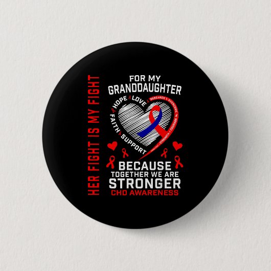 Haar Strijd Kleindochter Chd Bewustzijn Hartziekte Ronde Button 5,7 Cm (Voorkant)