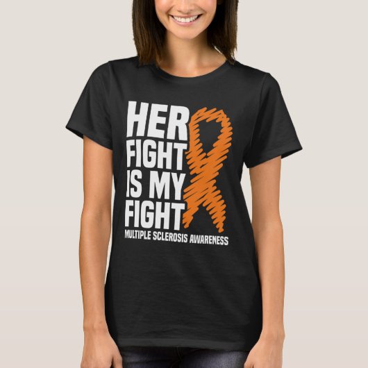 Haar strijd tegen MS Multiple Sclerose Awareness T-shirt (Voorkant)