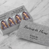 Haar Stylist Aangepaste foto Modern Silver Glitter Visitekaartje