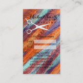 Haar Stylist Afspraak Retro Kleur Hout Afsprakenkaartje (Achterkant)