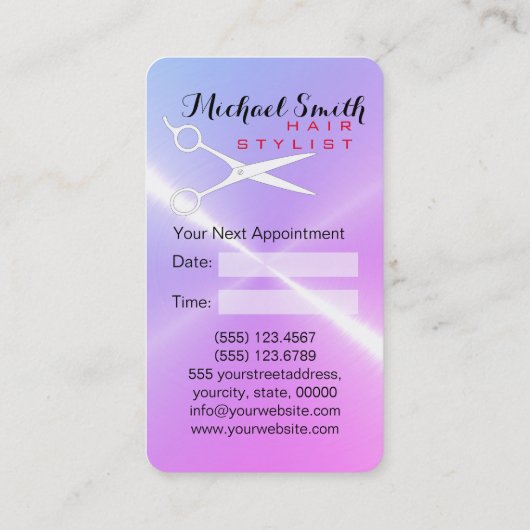Haar Stylist Afspraak Roestvrij staal Metaal Afsprakenkaartje (Achterkant)