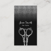 Haar Stylist Antiek Schaar Modern Glitter Visitekaartje (Voorkant)