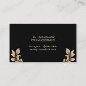 Haar Stylist Antiek Scissor  Black & Gold Visitekaartje (Achterkant)